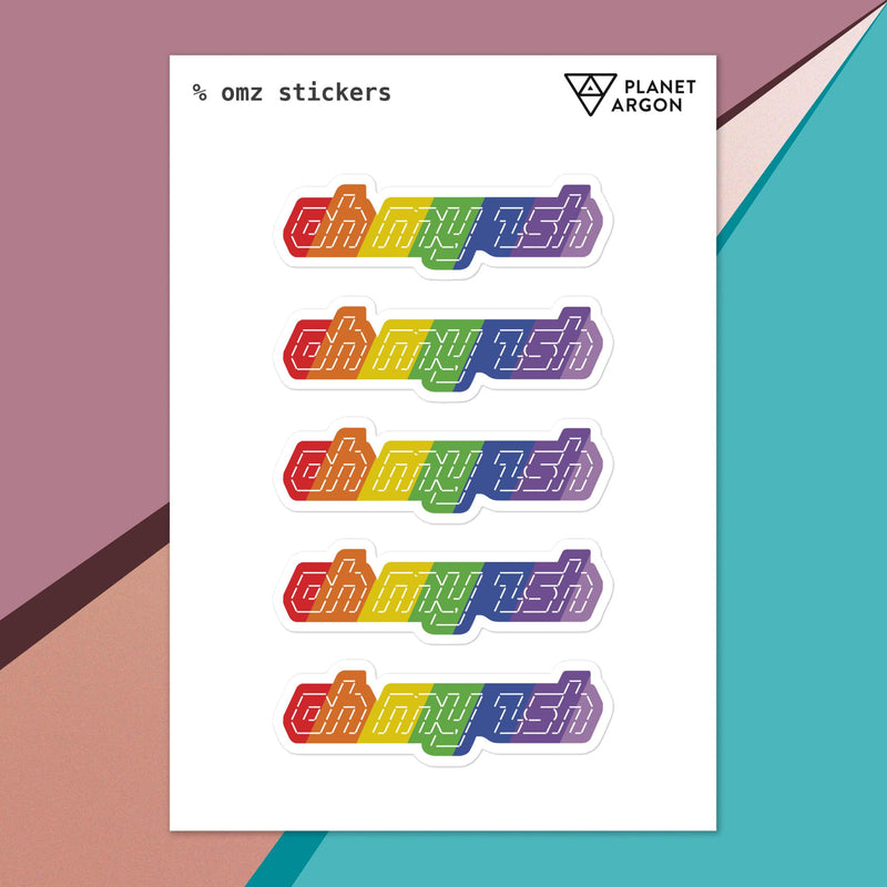 @OHMYZSH π ASCII art sticker sheet (rainbow)