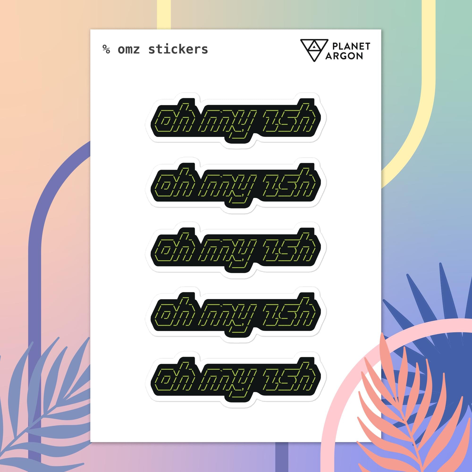 @OHMYZSH ASCII art sticker sheet (green on black) – Commit Goods