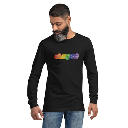 Oh My Zsh rainbow ASCII unisex long-sleeve shirt