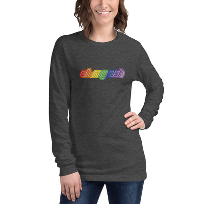 Oh My Zsh rainbow ASCII unisex long-sleeve shirt