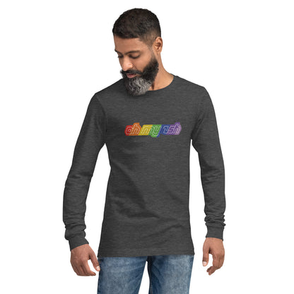 Oh My Zsh rainbow ASCII unisex long-sleeve shirt